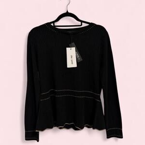 Chloe + Jasmine Black long sleeve sweater top with gold stitching size XL NWT